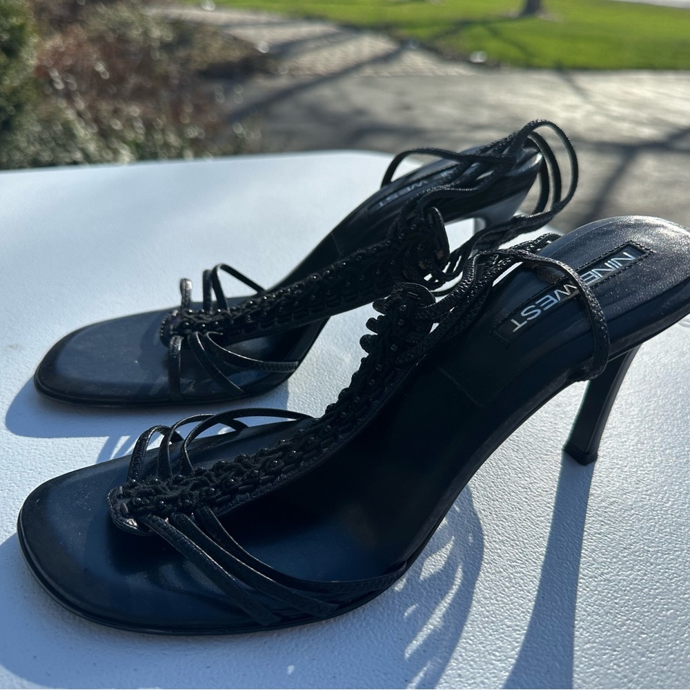 Nine West Black Strappy Heels